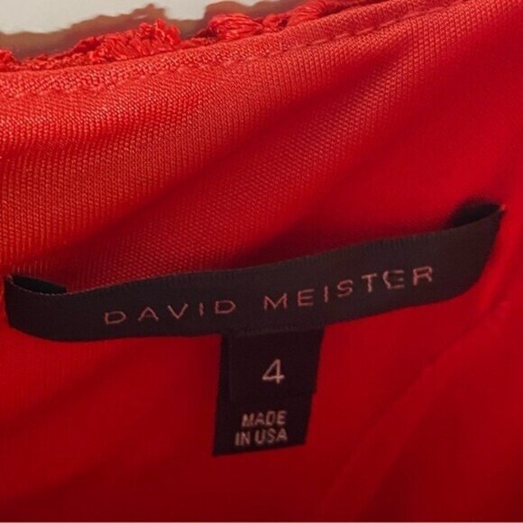 David Meister Lace Bust Cocktail Dress Sheath Red 4 - Picture 3 of 7